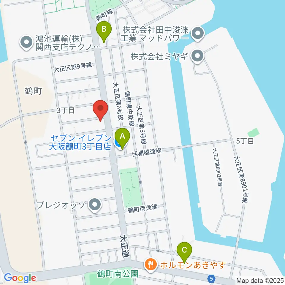 西部ピアノ大阪周辺のコンビニエンスストア一覧地図