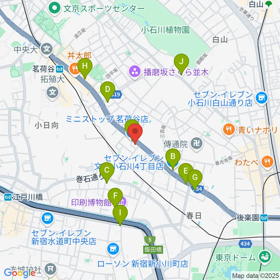 西部ピアノ東京周辺のコンビニエンスストア一覧地図