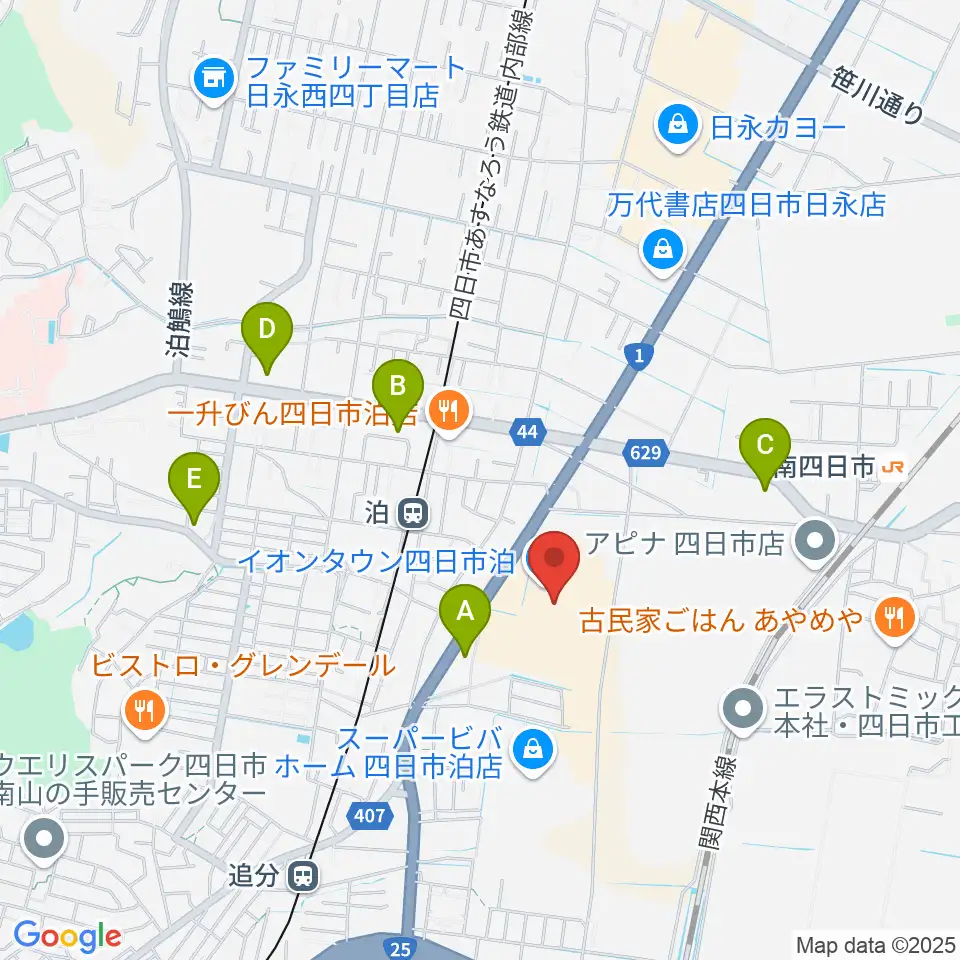 島村楽器イオンタウン四日市泊店周辺のコンビニエンスストア一覧地図