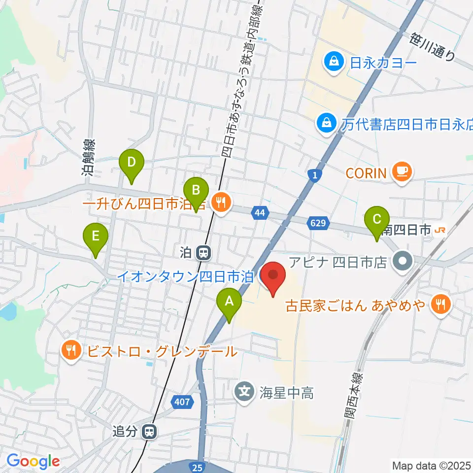 島村楽器イオンタウン四日市泊店周辺のコンビニエンスストア一覧地図