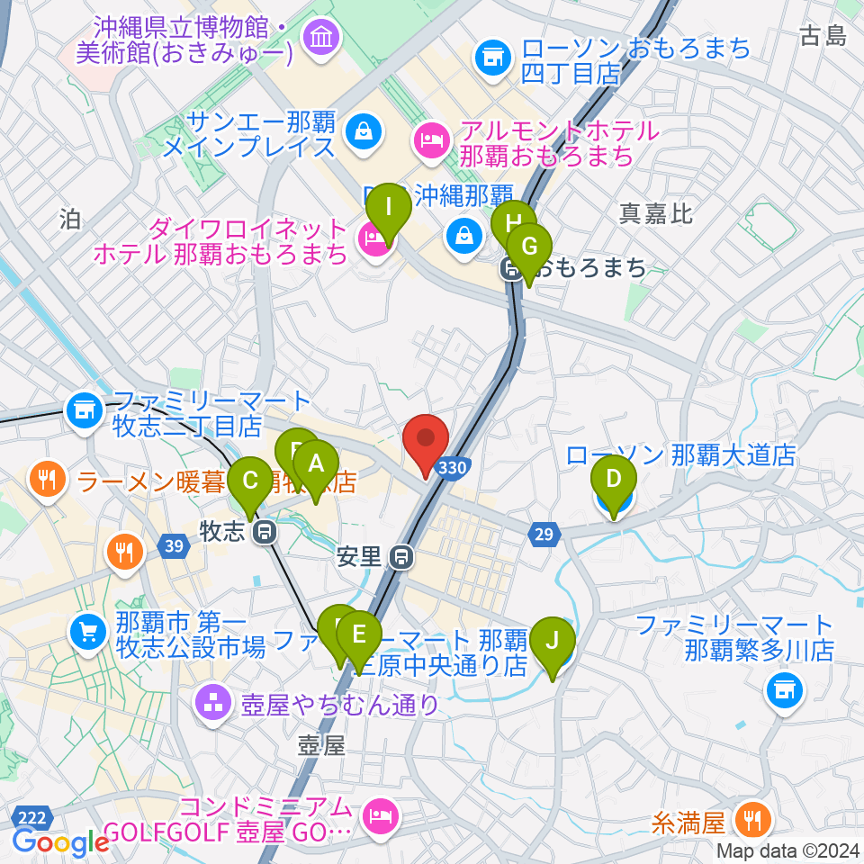 西部ピアノ 沖縄工房周辺のコンビニエンスストア一覧地図