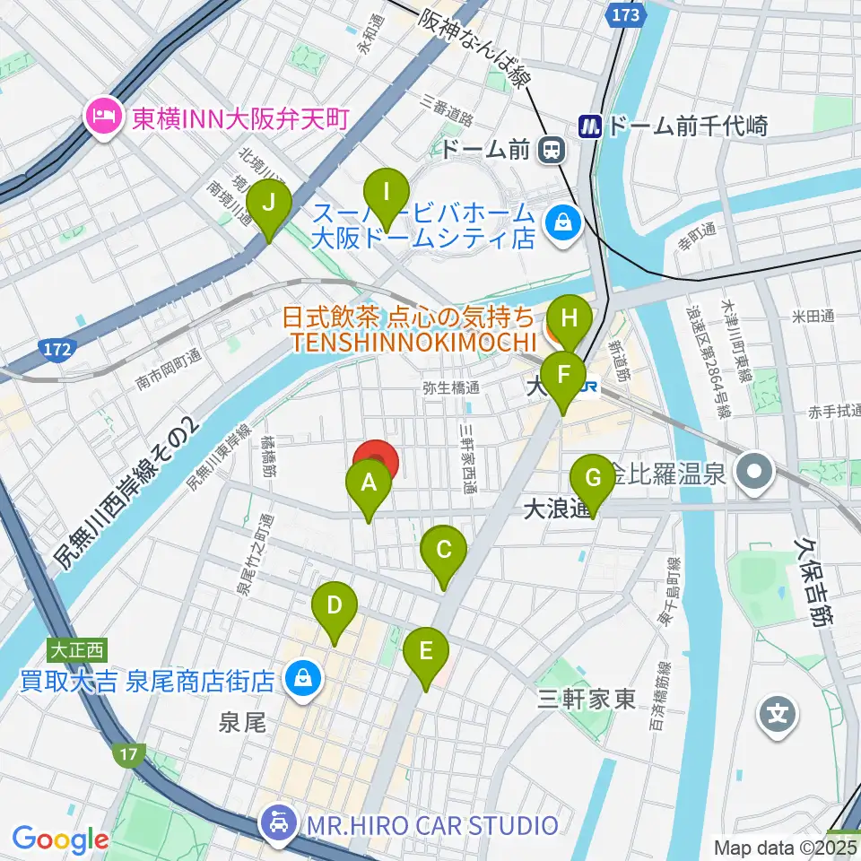 西部ピアノ音楽教室周辺のコンビニエンスストア一覧地図