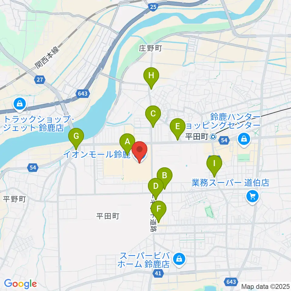 島村楽器 イオンモール鈴鹿店周辺のコンビニエンスストア一覧地図