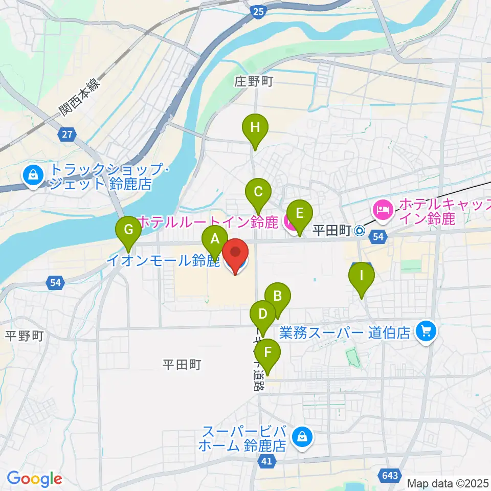島村楽器 イオンモール鈴鹿店周辺のコンビニエンスストア一覧地図
