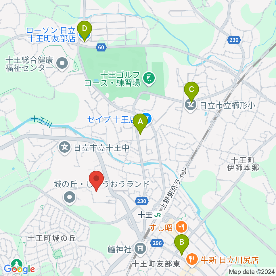 十王幼稚園 ヤマハ音楽教室周辺のコンビニエンスストア一覧地図