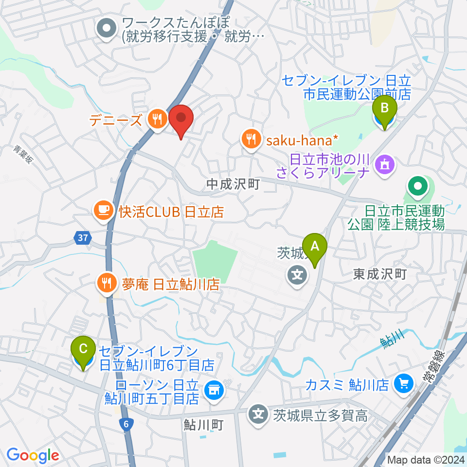 成沢プレーゴセンター ヤマハ音楽教室周辺のコンビニエンスストア一覧地図