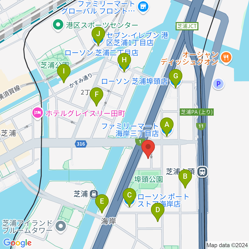 ピアノ運送株式会社周辺のコンビニエンスストア一覧地図