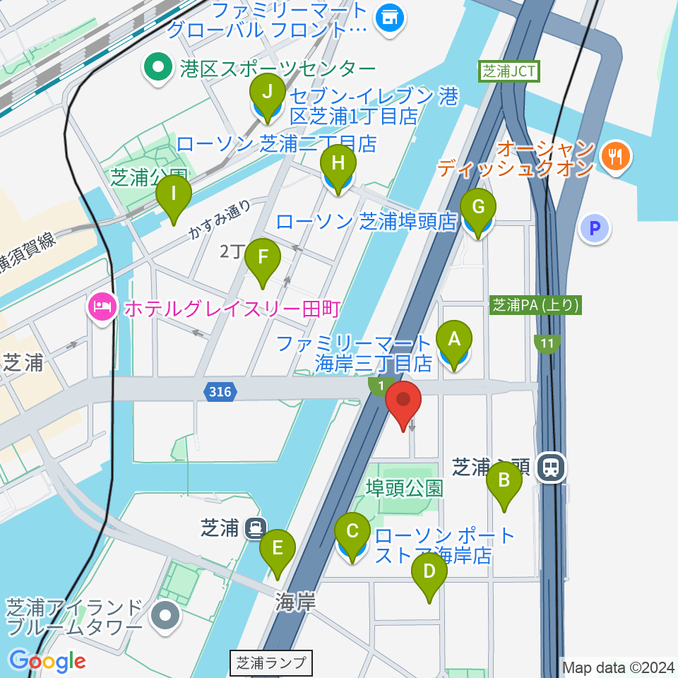 ピアノ運送株式会社周辺のコンビニエンスストア一覧地図