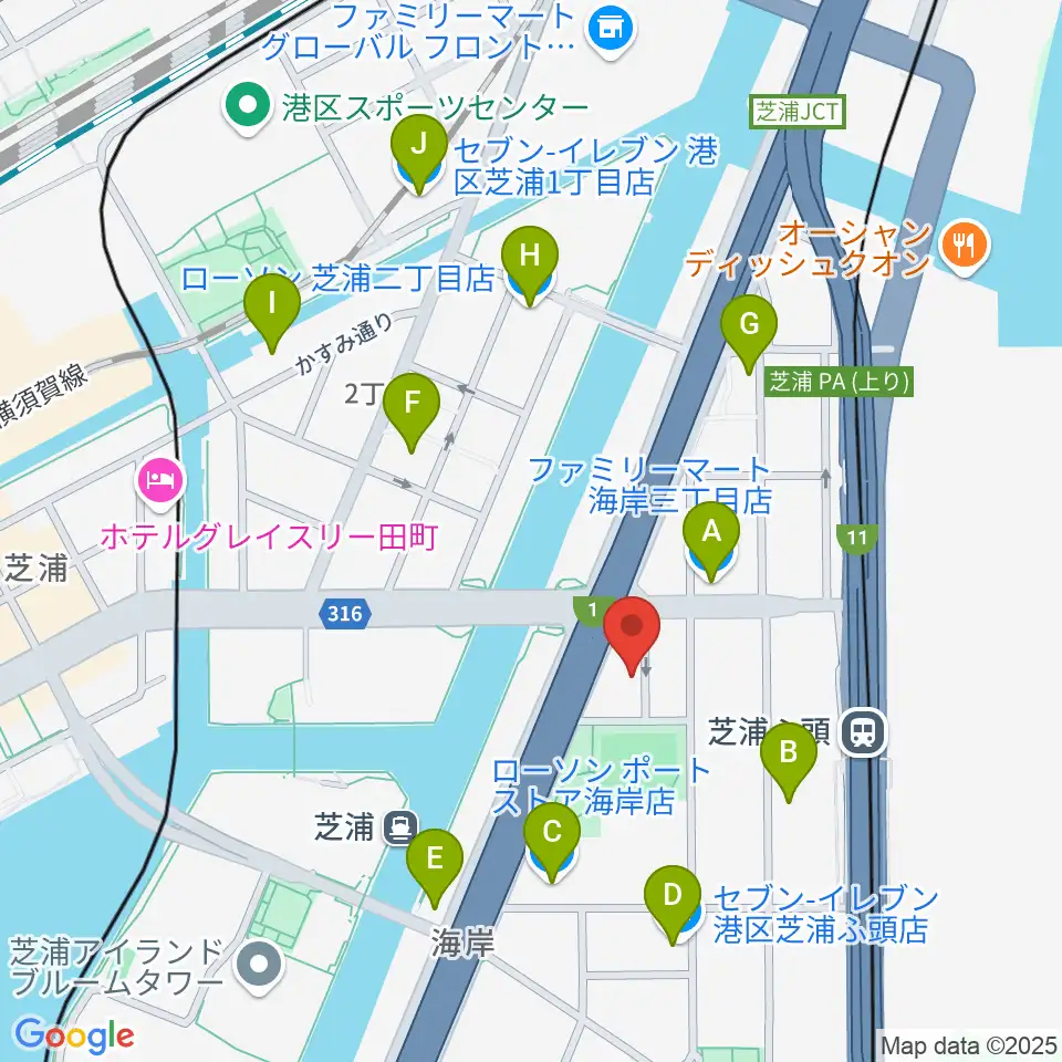 ピアノ運送株式会社周辺のコンビニエンスストア一覧地図