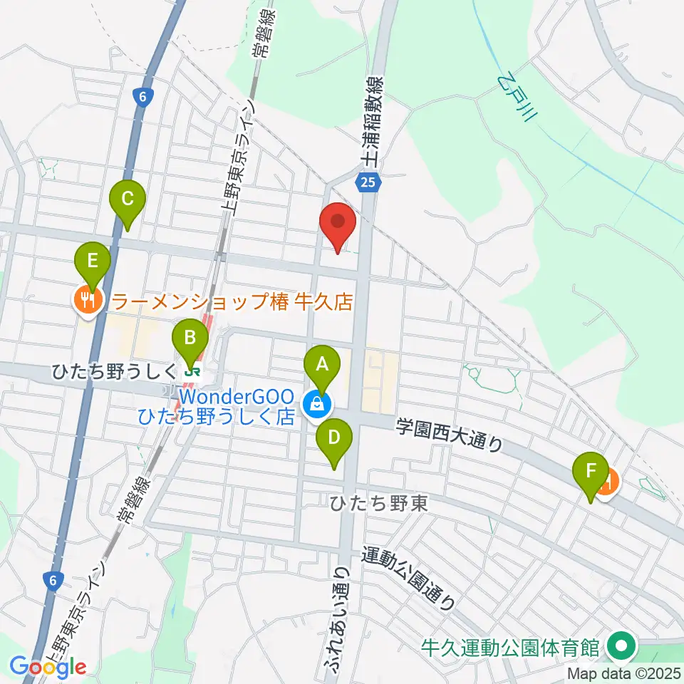 ひたち野うしく総合センター ヤマハミュージック周辺のコンビニエンスストア一覧地図