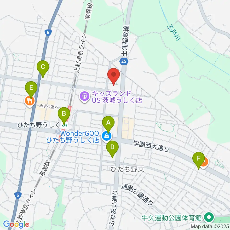 ひたち野うしく総合センター ヤマハミュージック周辺のコンビニエンスストア一覧地図