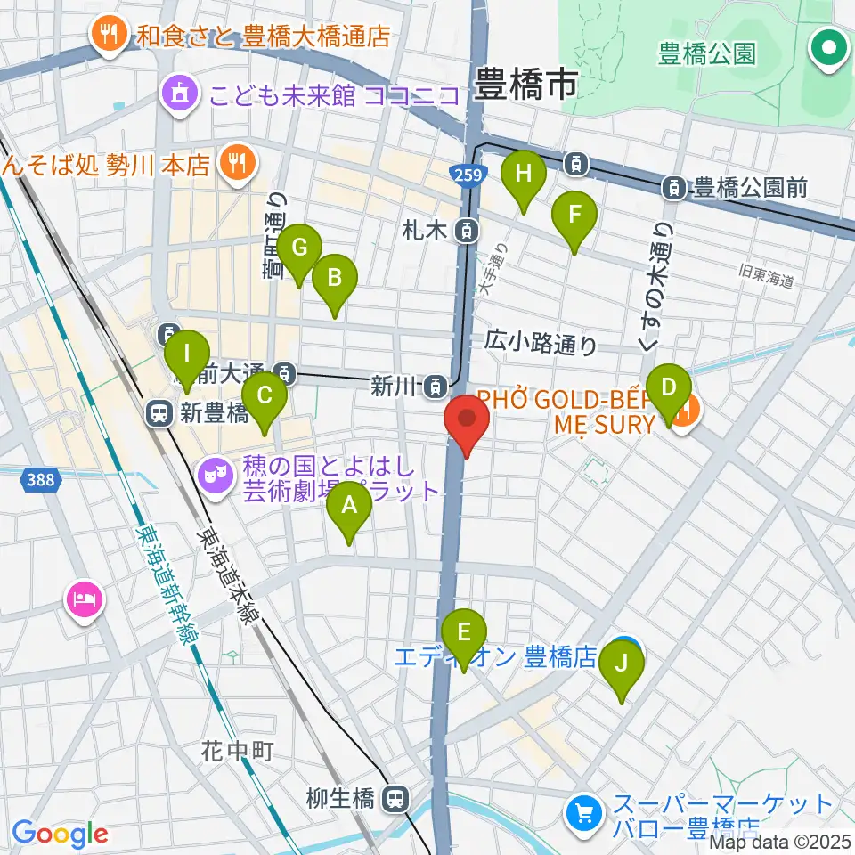 オリエント楽器 豊橋店周辺のコンビニエンスストア一覧地図