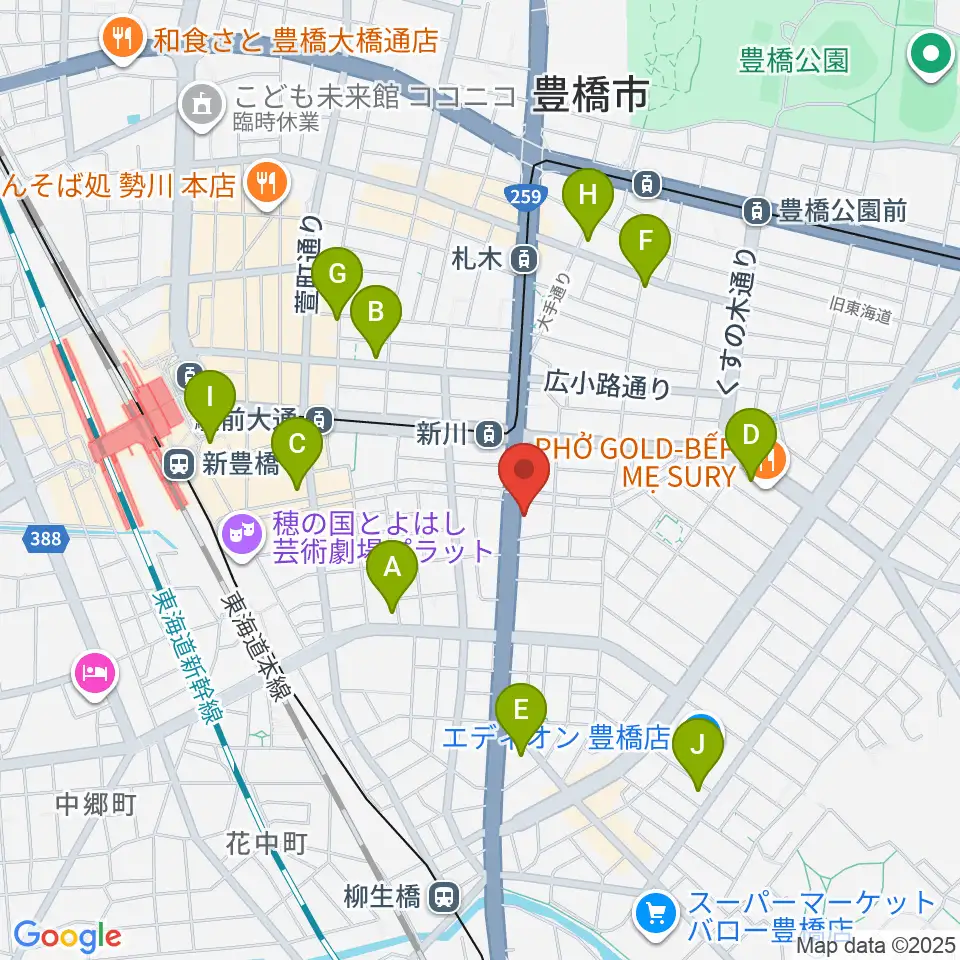 オリエント楽器 豊橋店周辺のコンビニエンスストア一覧地図