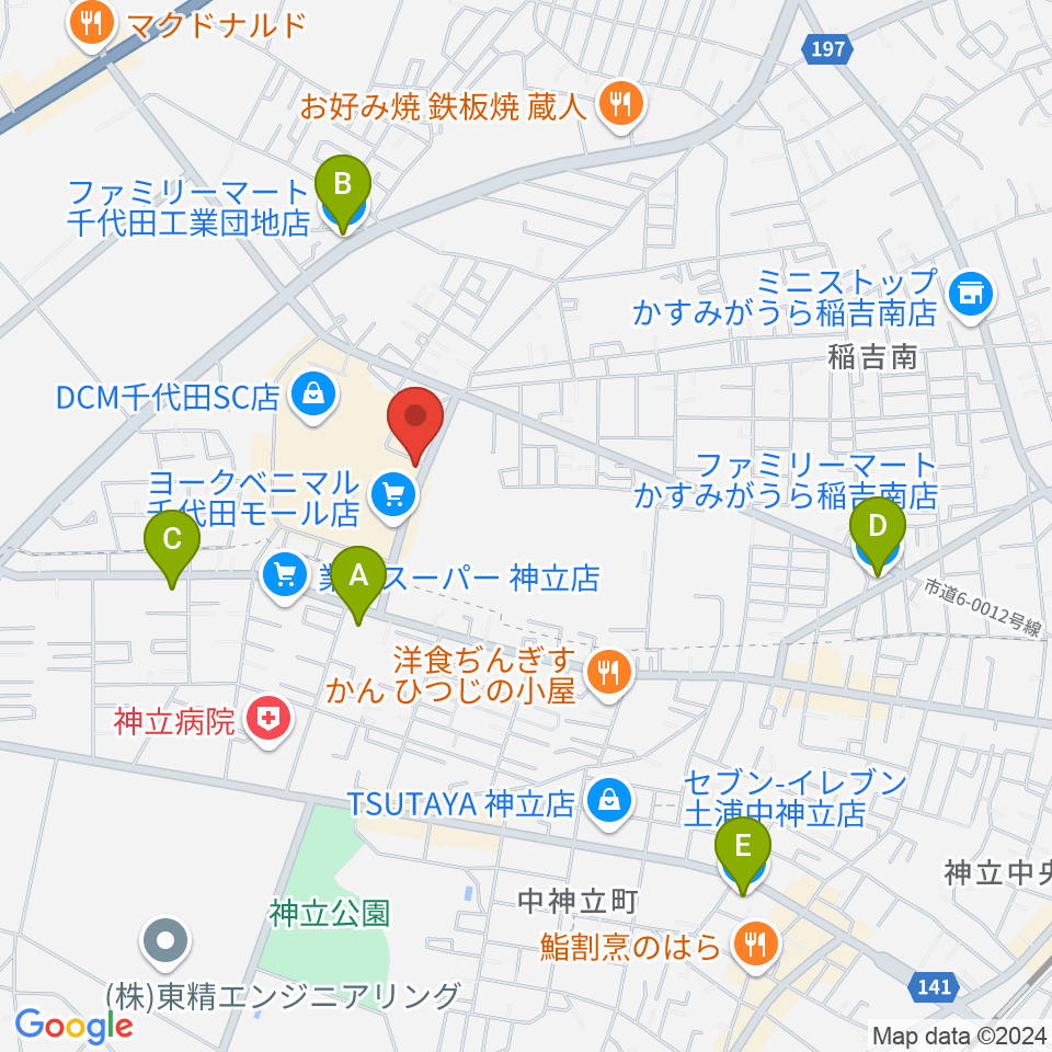 かすみがうらセンター ヤマハミュージック周辺のコンビニエンスストア一覧地図