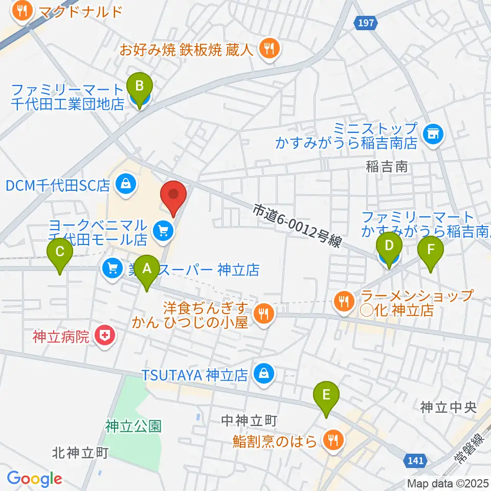 かすみがうらセンター ヤマハミュージック周辺のコンビニエンスストア一覧地図