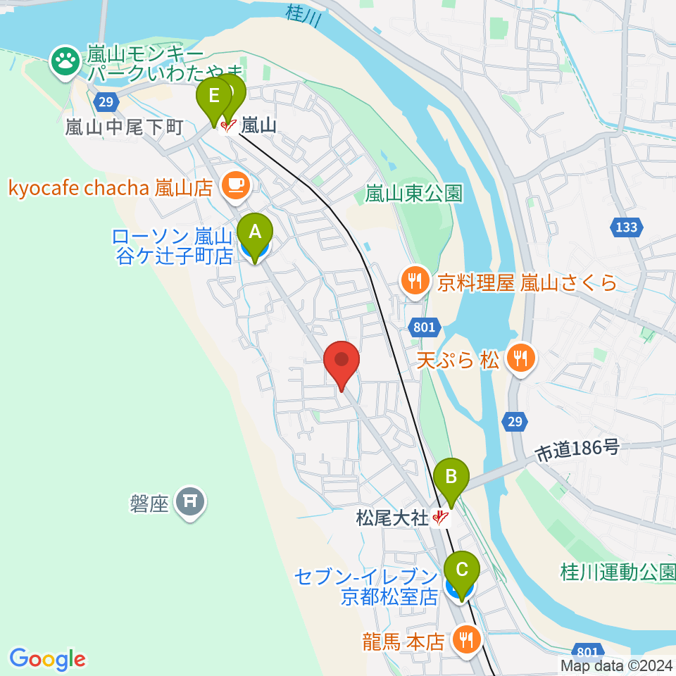 嵐山おんがく教室周辺のコンビニエンスストア一覧地図