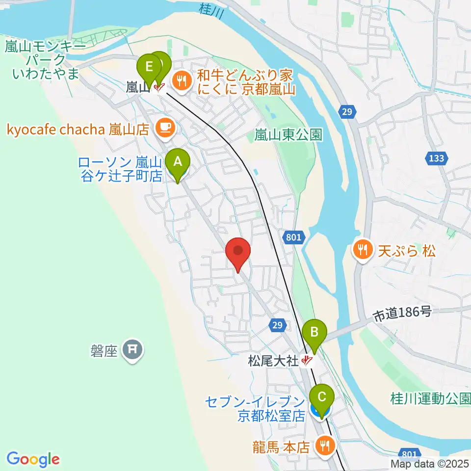 嵐山おんがく教室周辺のコンビニエンスストア一覧地図