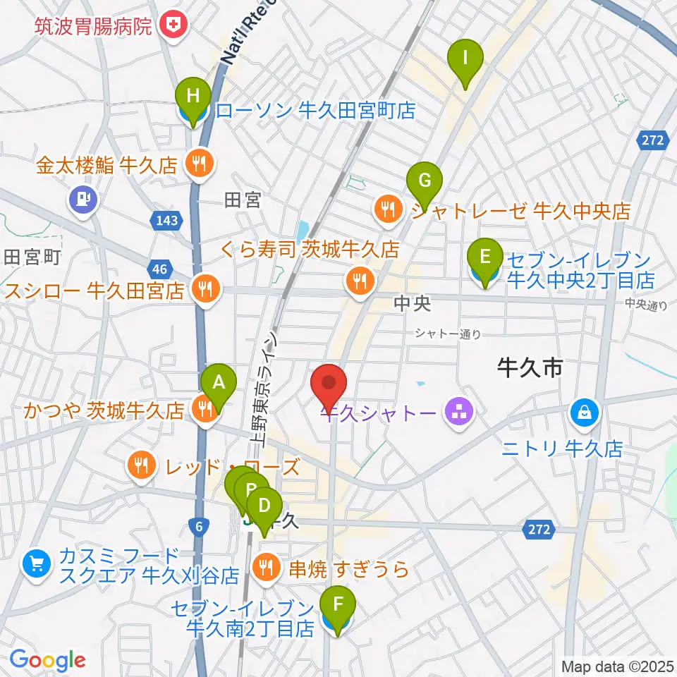 セイワ楽器 牛久センター周辺のコンビニエンスストア一覧地図