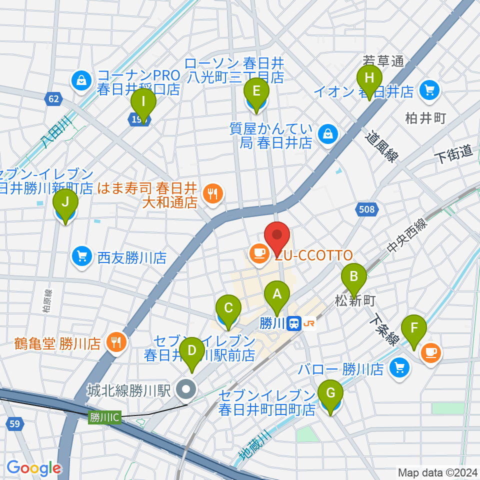 JUNSEI GUITARS周辺のコンビニエンスストア一覧地図