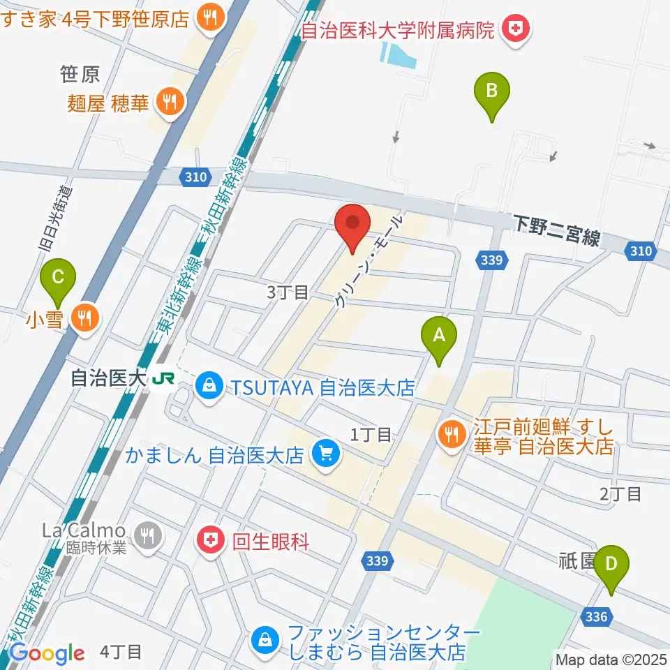 自治医大センター ヤマハミュージック周辺のコンビニエンスストア一覧地図