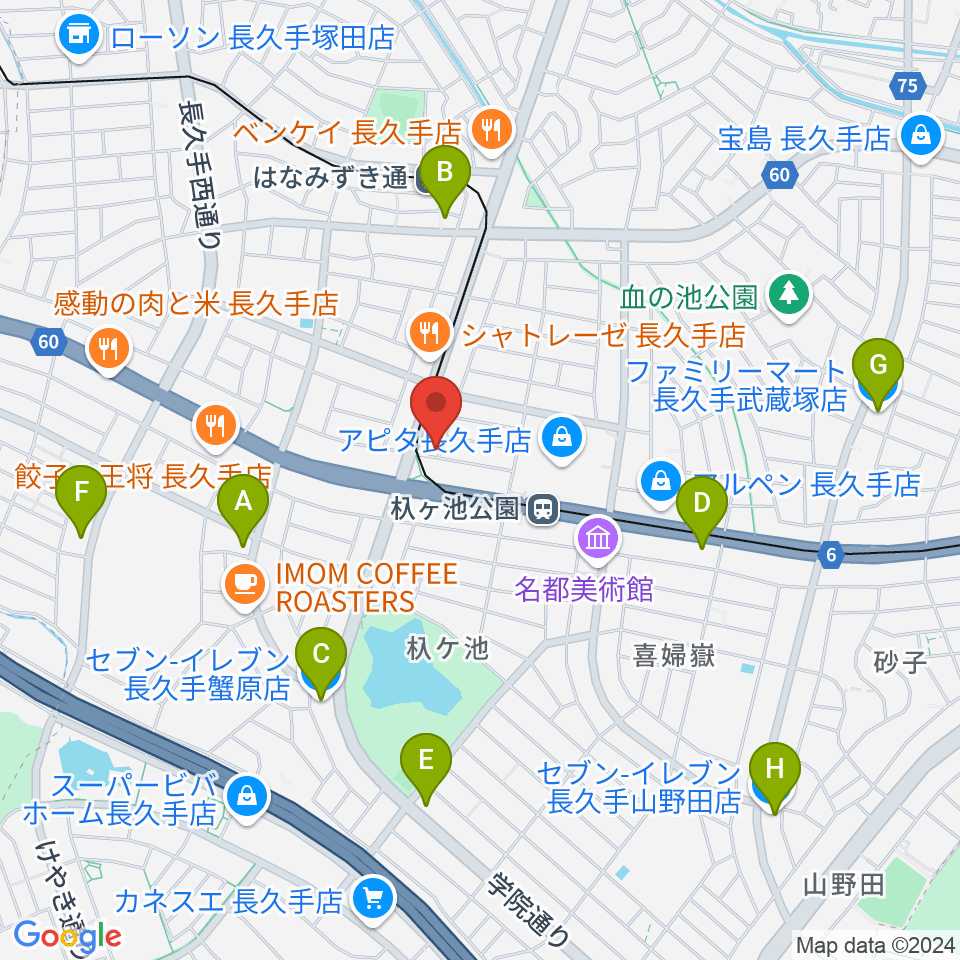 安立ピアノ＆ハープ研究所周辺のコンビニエンスストア一覧地図