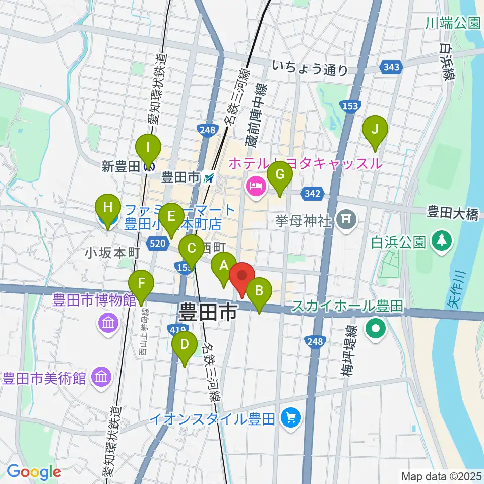第一楽器 豊田元城店周辺のコンビニエンスストア一覧地図