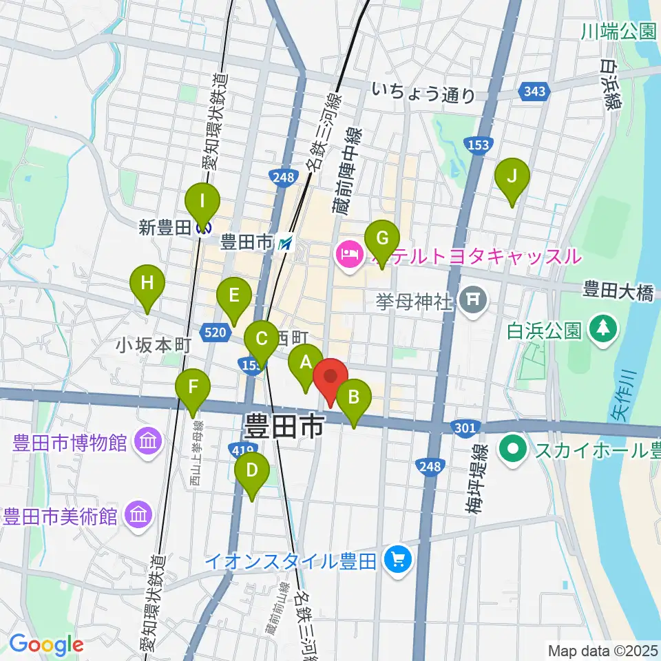 第一楽器 豊田元城店周辺のコンビニエンスストア一覧地図