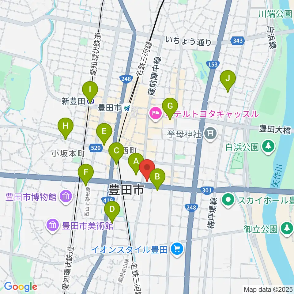 第一楽器 豊田元城店周辺のコンビニエンスストア一覧地図