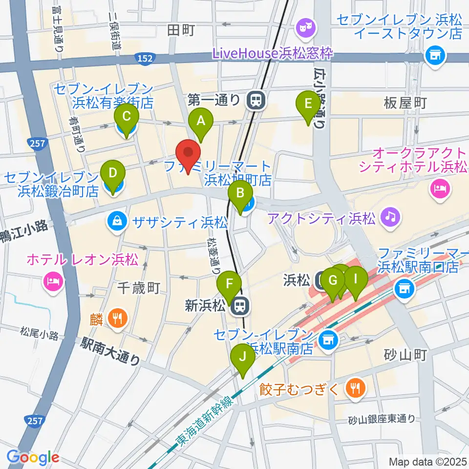 ヤマハミュージック 浜松店周辺のコンビニエンスストア一覧地図