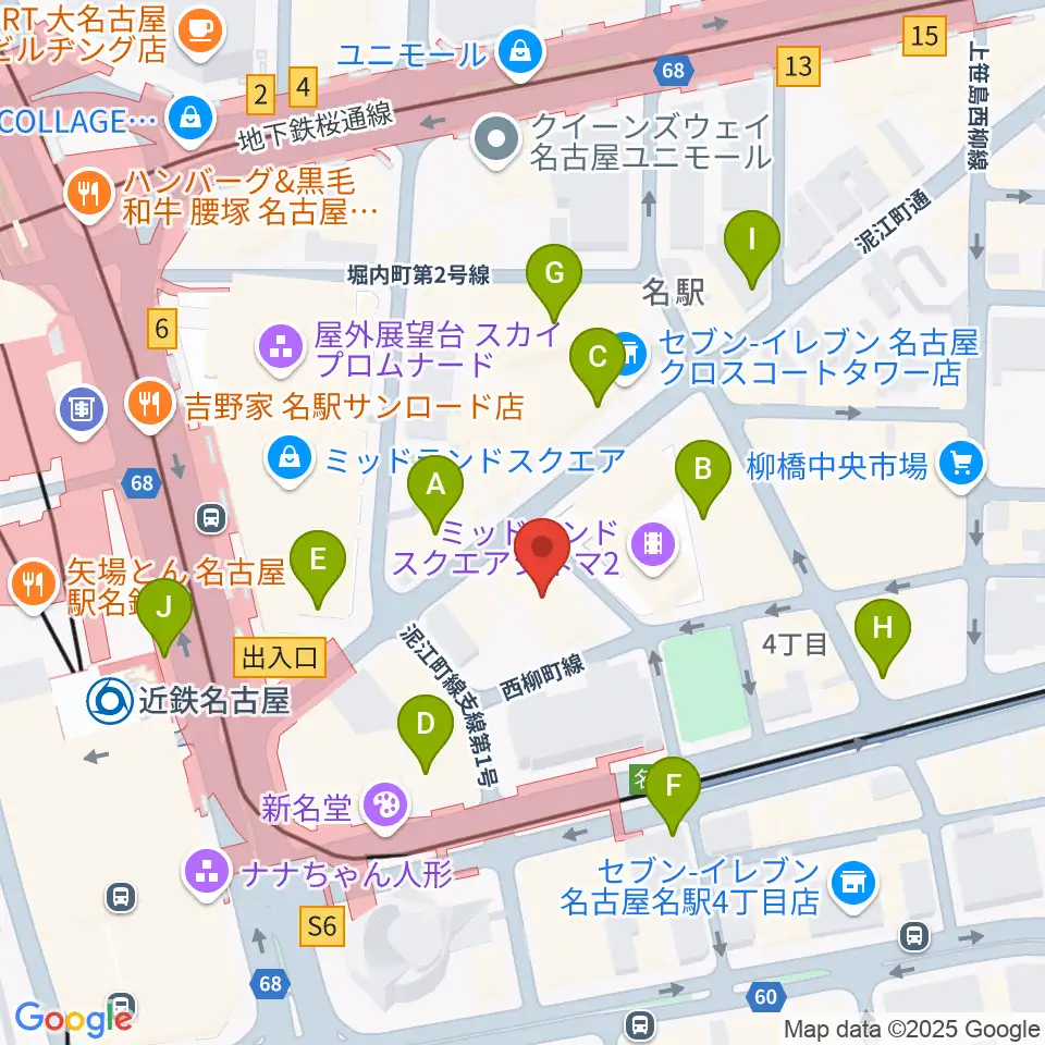 ミュージックアベニュー名駅周辺のコンビニエンスストア一覧地図