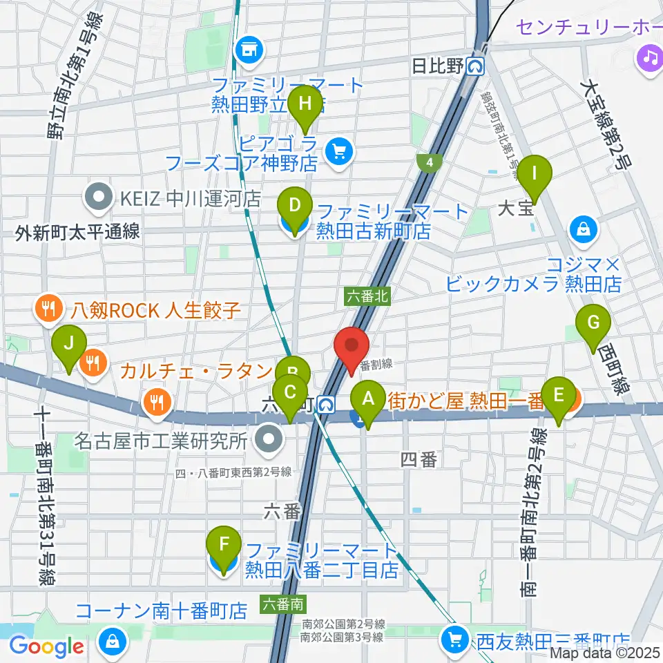 熱田センター ヤマハミュージック周辺のコンビニエンスストア一覧地図