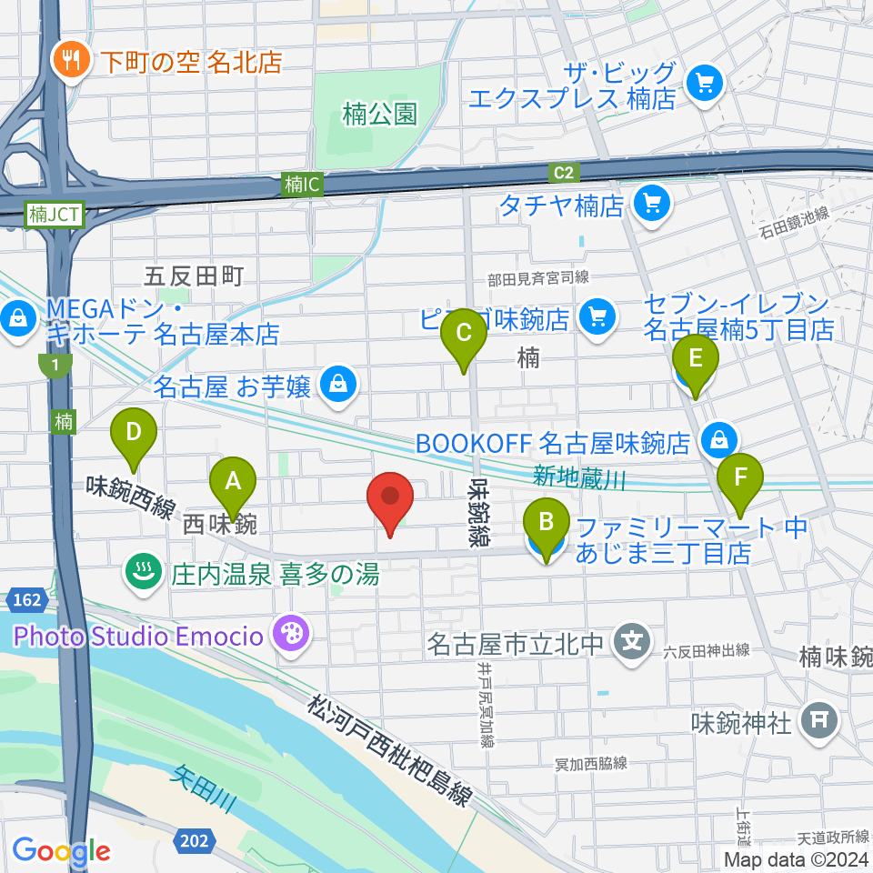 味鋺音楽センター ヤマハミュージック周辺のコンビニエンスストア一覧地図