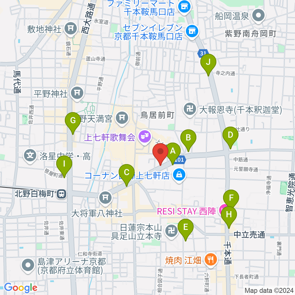 上手楽器周辺のコンビニエンスストア一覧地図