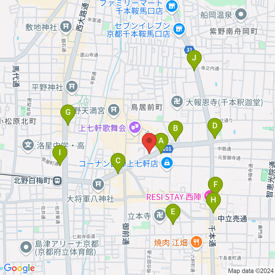 上手楽器周辺のコンビニエンスストア一覧地図