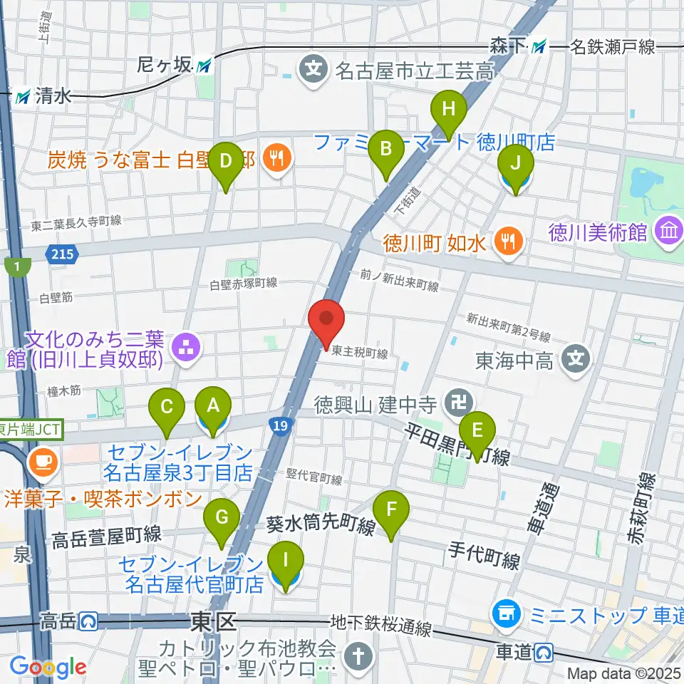 徳川センター ヤマハミュージック周辺のコンビニエンスストア一覧地図