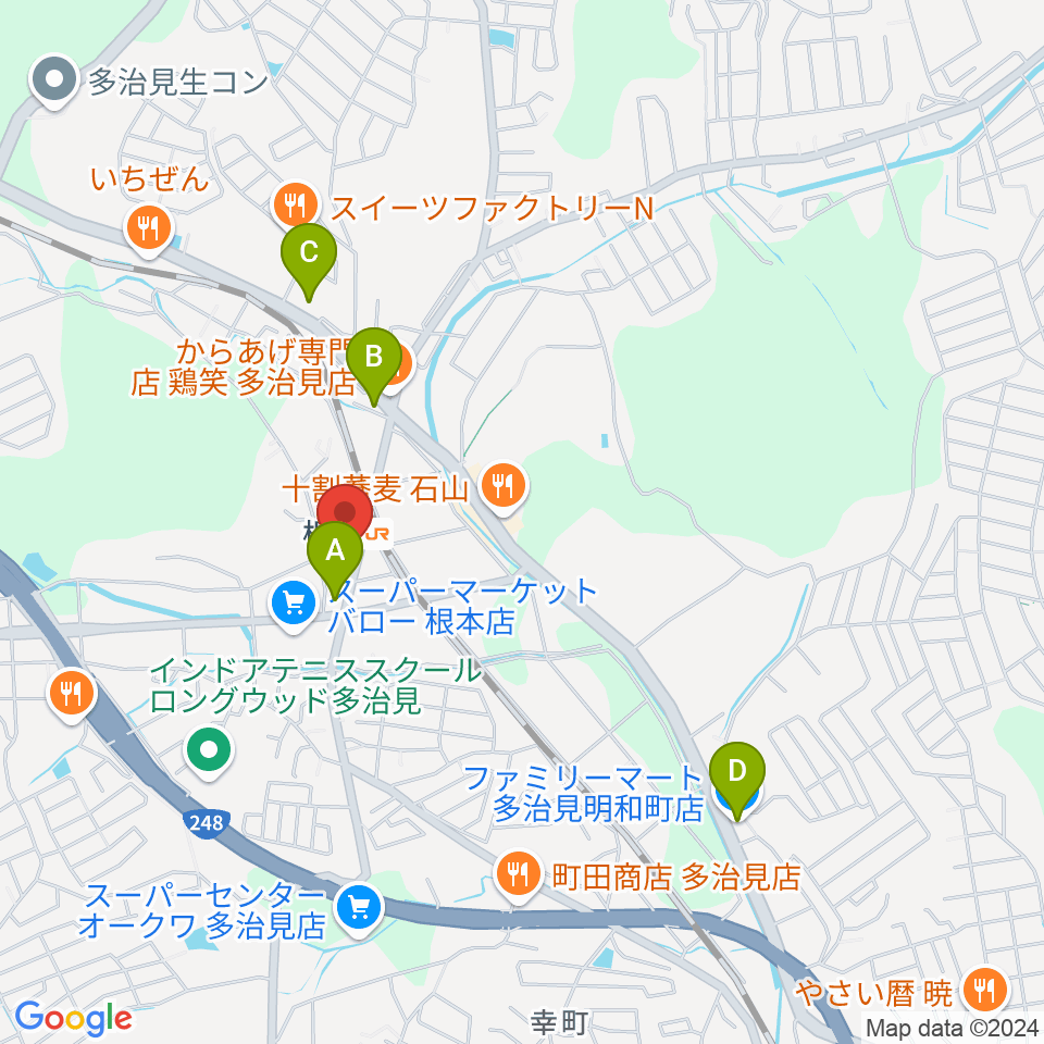 ミューズイワマ 根本店周辺のコンビニエンスストア一覧地図