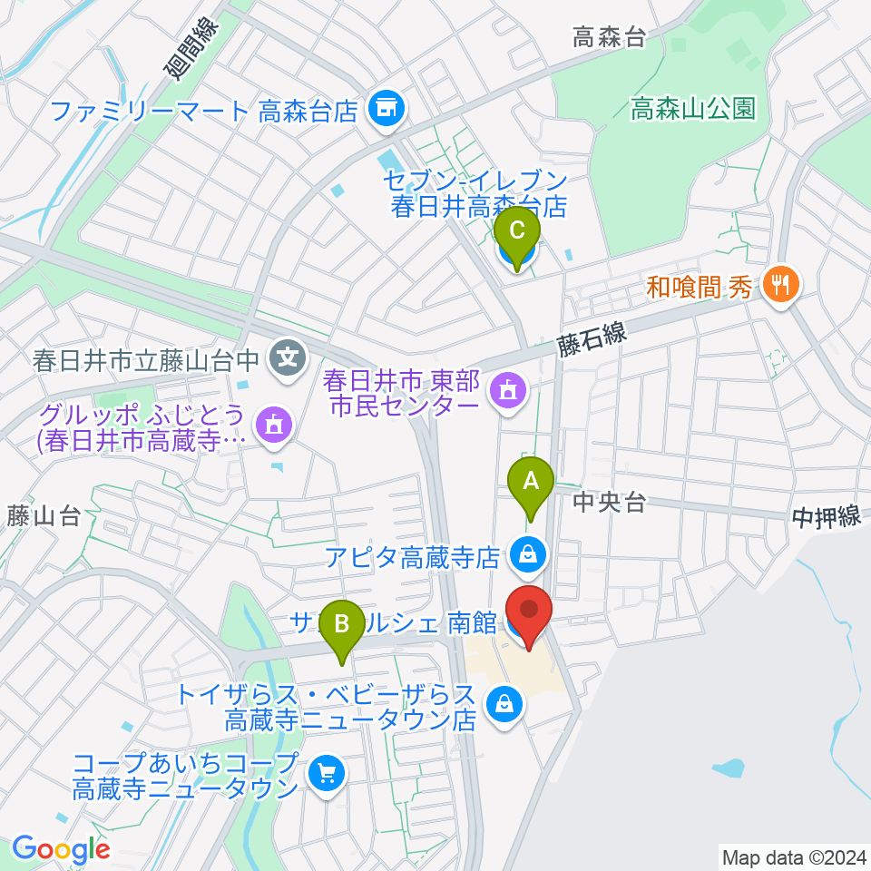 サンマルシェセンター ヤマハミュージック周辺のコンビニエンスストア一覧地図