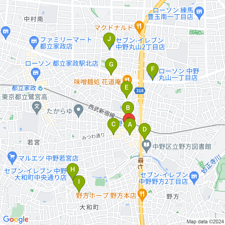 Iwoo NOGATA周辺のコンビニエンスストア一覧地図