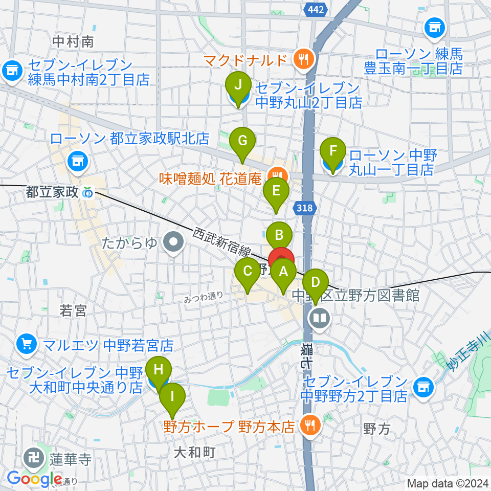 Iwoo NOGATA周辺のコンビニエンスストア一覧地図