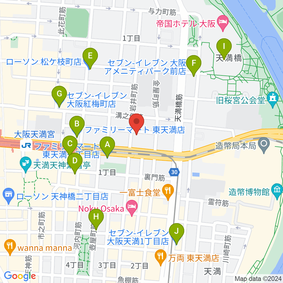 フレット楽器ヤマサキ周辺のコンビニエンスストア一覧地図