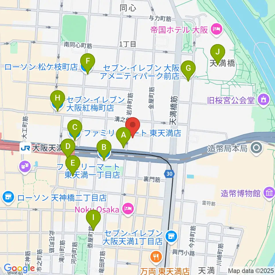 フレット楽器ヤマサキ周辺のコンビニエンスストア一覧地図