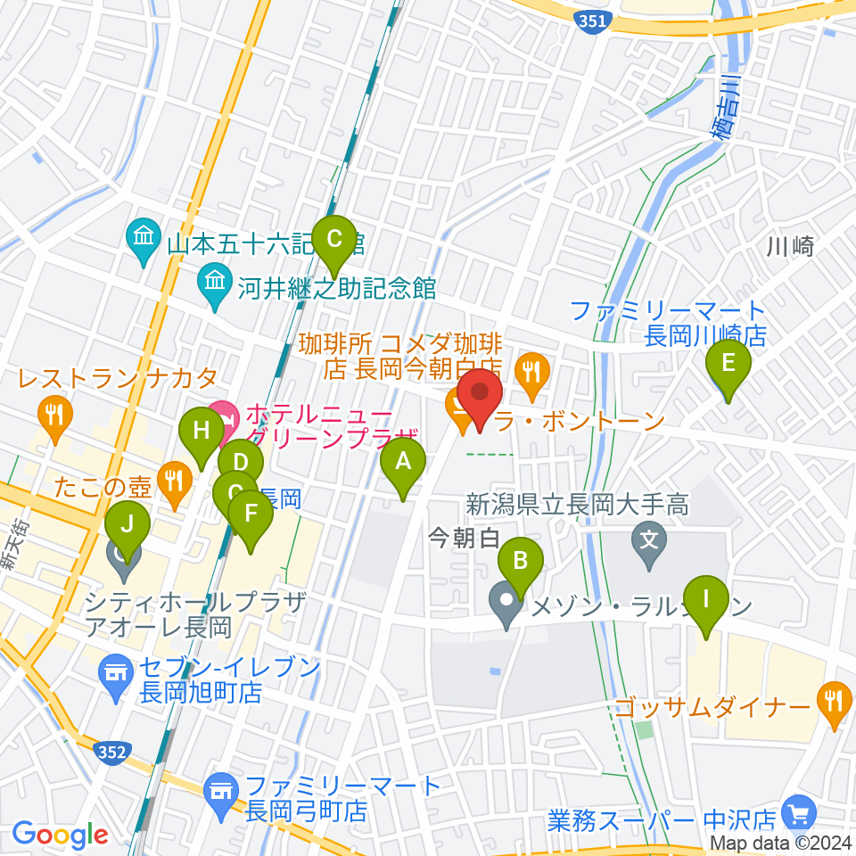 わたじん楽器 長岡店　周辺のコンビニエンスストア一覧地図