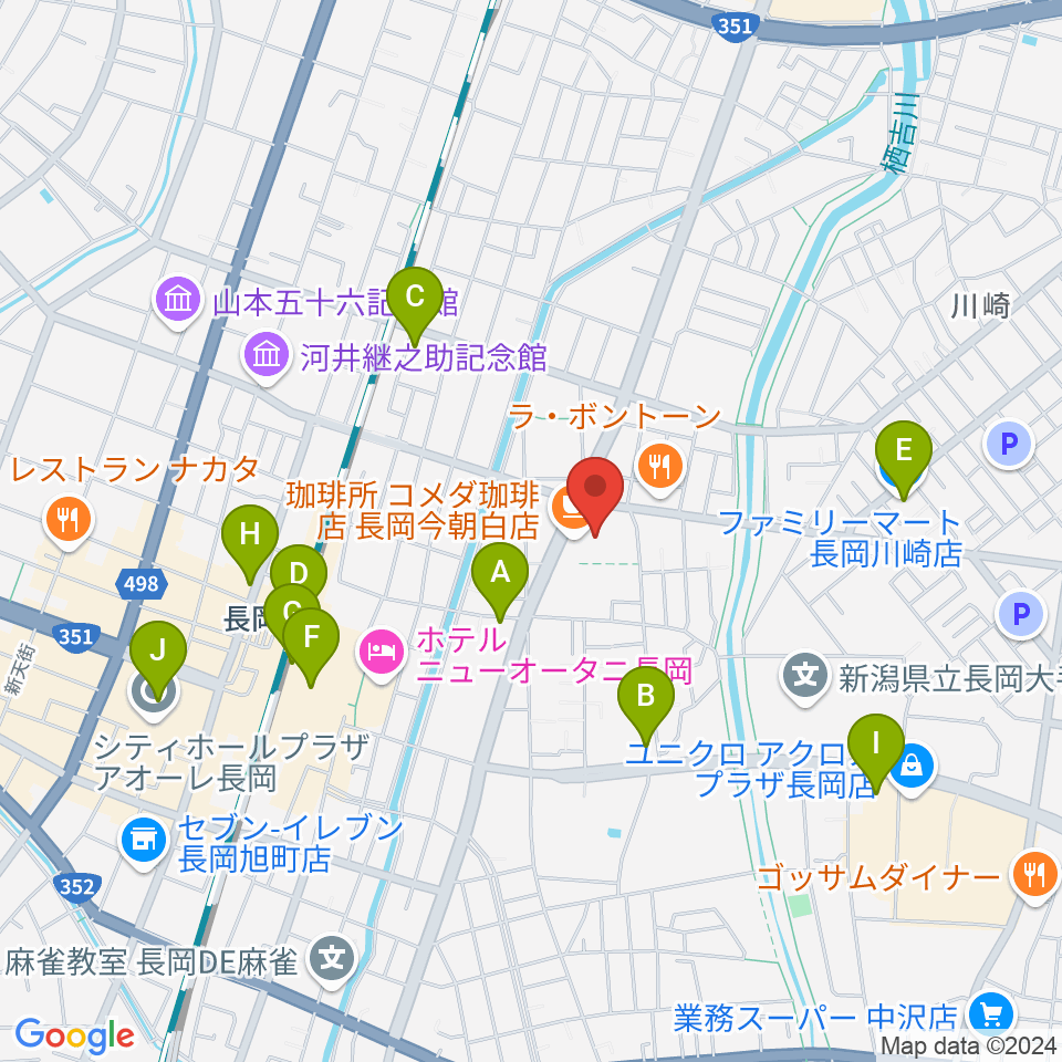 わたじん楽器 長岡店　周辺のコンビニエンスストア一覧地図