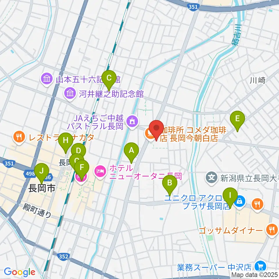 わたじん楽器 長岡店 周辺のコンビニエンスストア一覧地図
