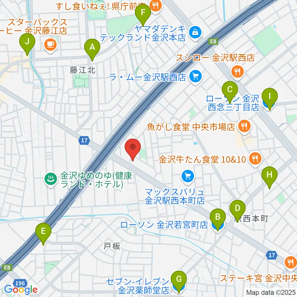 MPC 楽器センター金沢周辺のコンビニエンスストア一覧地図