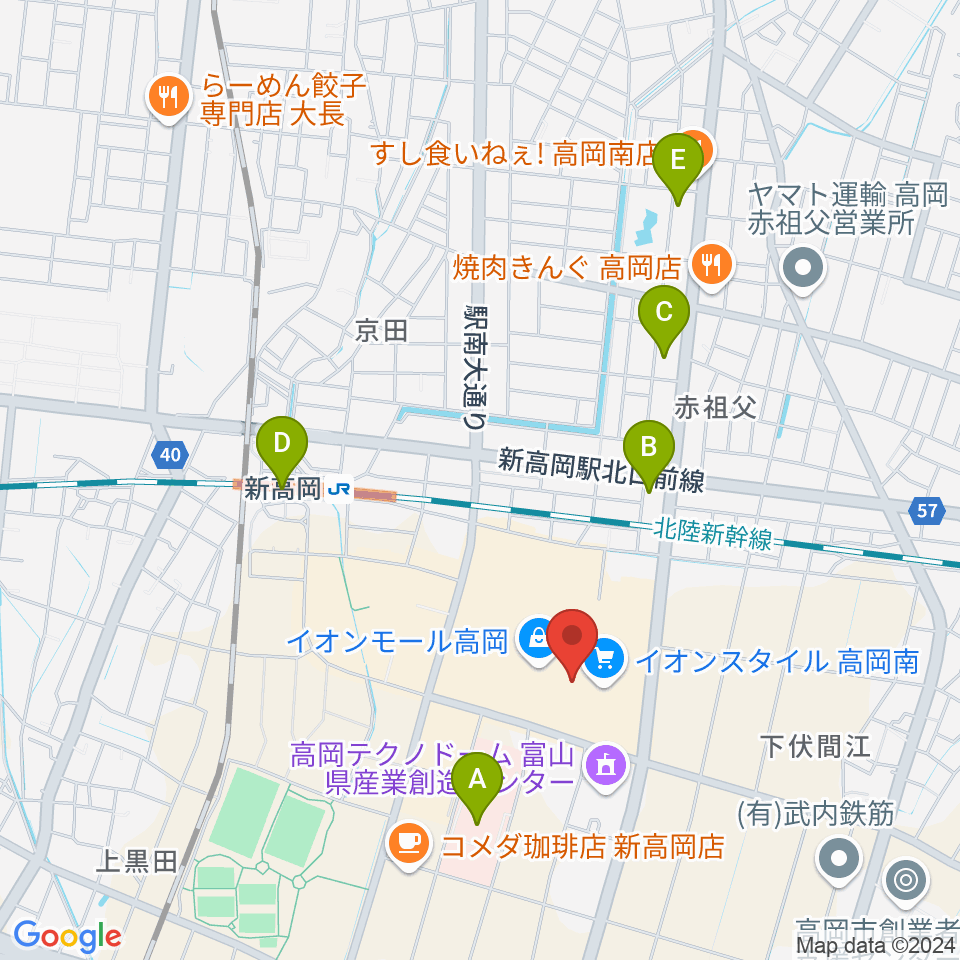 MPC楽器センター高岡 スタジオ周辺のコンビニエンスストア一覧地図