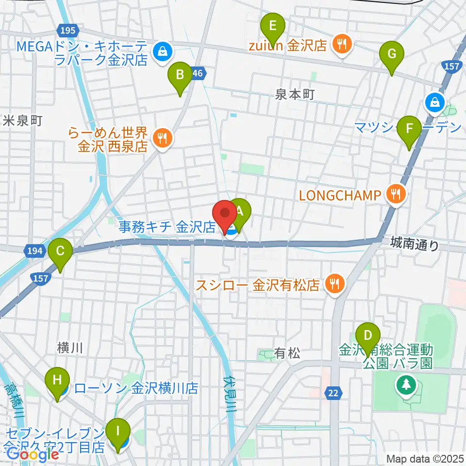 開進堂楽器 MPC金沢周辺のコンビニエンスストア一覧地図