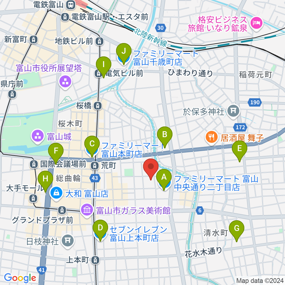 MPC富山周辺のコンビニエンスストア一覧地図