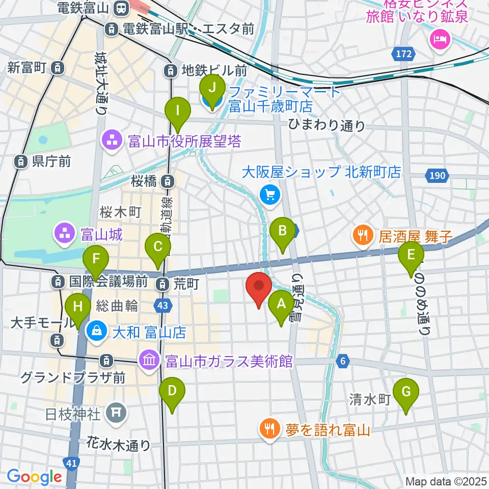 MPC富山周辺のコンビニエンスストア一覧地図