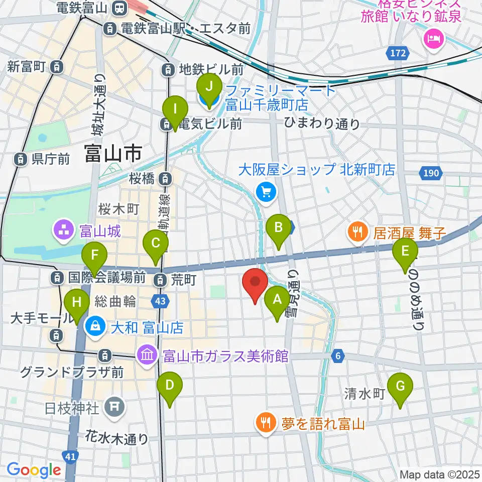 MPC富山周辺のコンビニエンスストア一覧地図